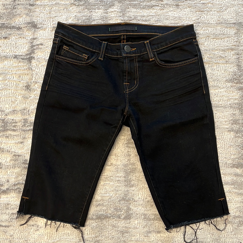 J Brand Blk Fitted Bermuda Denim Shorts Sz 26